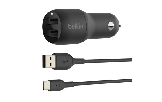 Belkin Autoladegerät Boost Charge 2-Port USB-A 24W + USB-C Kabel
