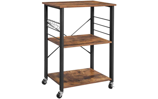 VASAGLE Küchenregal mit 6 Haken 60 x 40 x 89 cm Schwarz/Braun