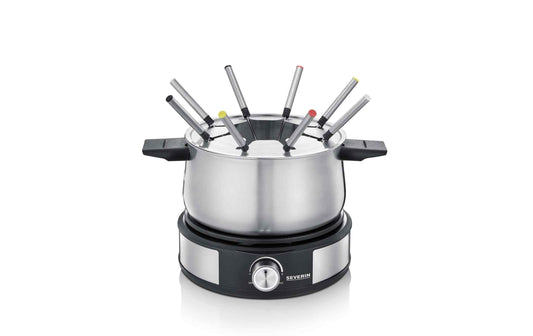 Severin Fondue-Set All-in-One 11 Teile, Schwarz/Silber