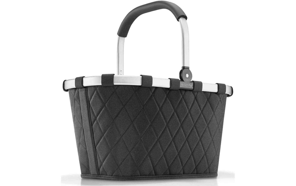 Reisenthel Einkaufskorb Carrybag in Schwarz mit Rautensteppung und klappbarem Tragebügel