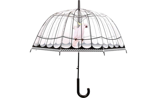 Esschert Design Schirm Vogelkäfig Schwarz/Transparent/Rosa