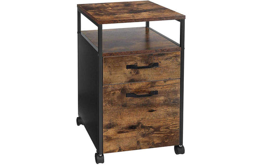 VASAGLE Bürowagen mit 2 Schubladen 41 x 45 x 66 cm Braun-Schwarz