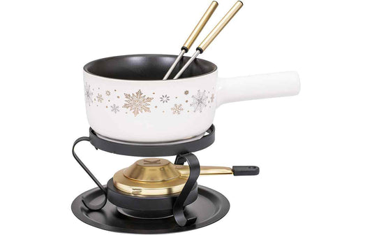 Kadastar Käsefondue-Set Sparkling Winter E16 5 Teile, Schwarz/Weiss