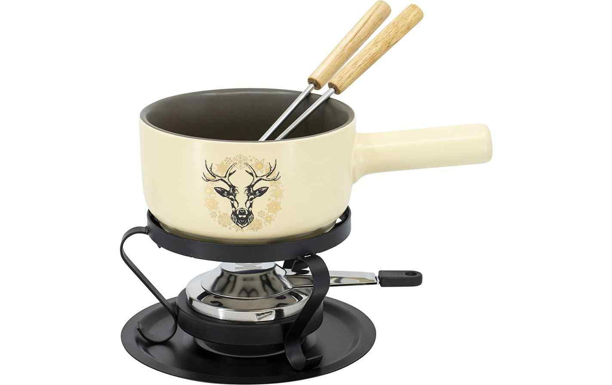 Kadastar Käsefondue-Set Deer E16 5 Teile, Schwarz/Beige