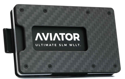 AVIATOR Slide-Portemonnaie aus Carbonfaser in Anthrazit mit AirTag-Fach und Geldclip.