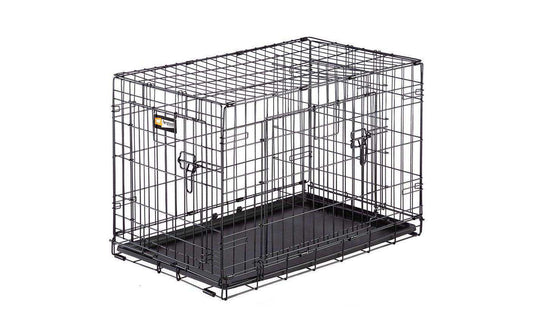 Ferplast Hundetransportbox Dog-Inn-75 aus schwarzem Metall mit Gittertür und herausnehmbarer Bodenwanne