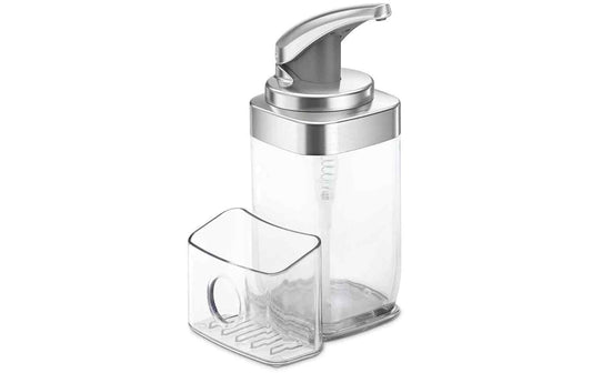 Simplehuman Seifenspender mit Caddy 650 ml, Transparent/Silber