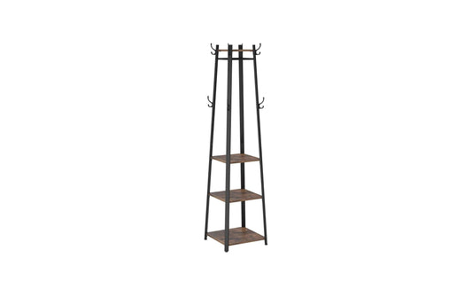 VASAGLE Kleiderständer mit 3 Ablagen, 181 cm, Schwarz-Braun