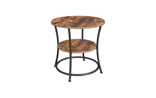 VASAGLE Runder Couchtisch 50 x 50 cm Schwarz/Braun