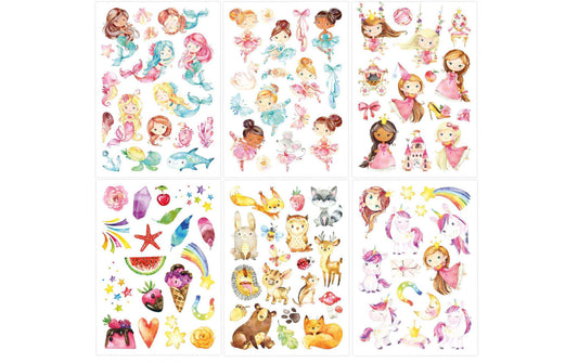 Papierdrachen Tattoo Set Einhorn, Meerjungfrau, Prinzessin