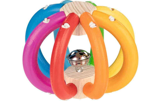 Holz-Greifling Regenbogenball mit bunten elastischen Bögen und Glöckchen