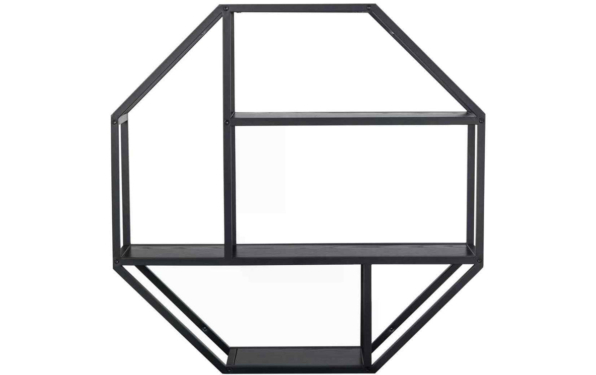 AC Design Wandregal Seaford Melamin/Stahl, 77x20x77 cm, Schwarz