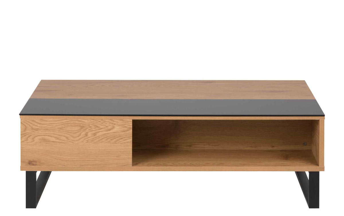 AC Design Couchtisch Azalea MDF/Glas/Stahl, 110x60x35 cm, Wildeiche
