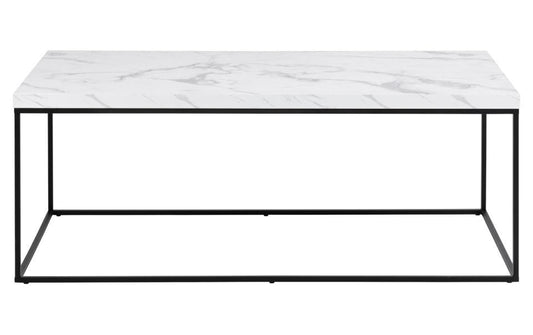 AC Design Couchtisch Barossa Stahl, 110x55x45 cm, Weiss marmoriert