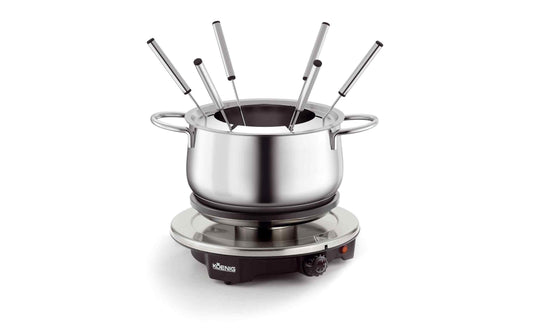 Koenig Fleischfondue-Set Bourguignonne/ Chinoise 8 Teile, Silber