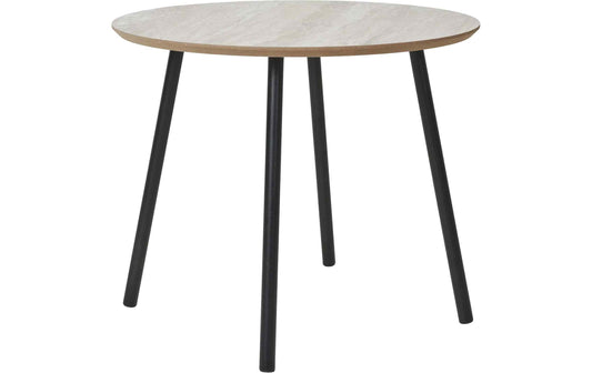 House Nordic Aalst Beistelltisch mit runder heller Tischplatte und schwarzen Beinen