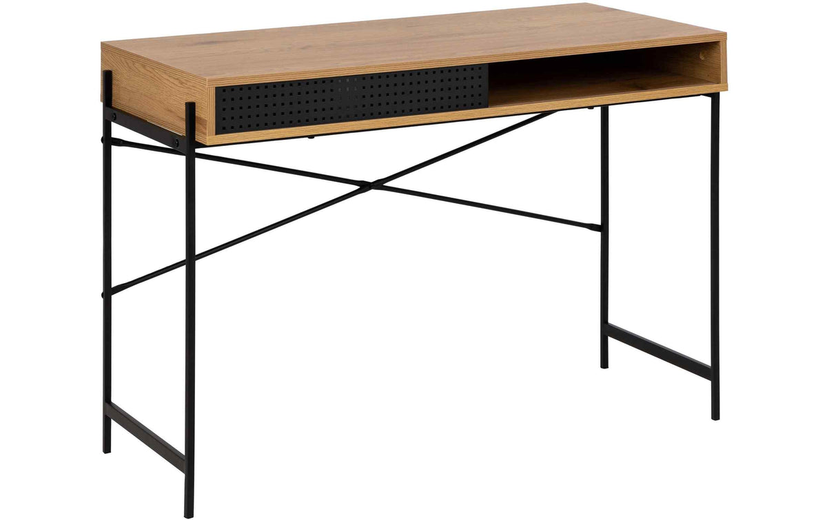 AC Design Bürotisch Angus schwarz braun 110x50x75 cm (LxBxH) Wildeiche