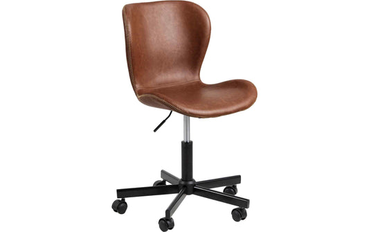 AC Design Bürostuhl Batilda Leder Cognac mit Bremsrollen