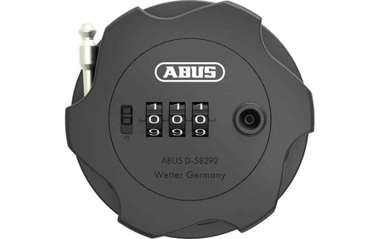 ABUS-Zahlenschloss mit rundem, schwarzem Gehäuse und dreistelligem Zahlencode