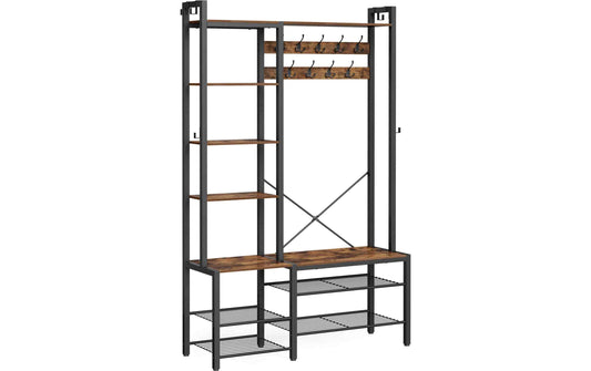 VASAGLE Garderobe mit Schuhregal und Ablage 120 x 190 cm, Braun