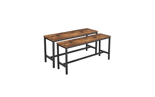 VASAGLE Sitzbank 108 x 50 cm, Vintagebraun-Schwarz, 2er Set