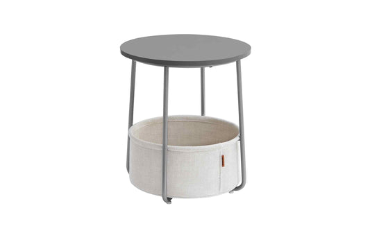 VASAGLE Beistelltisch 45 x 51 cm, Grau / Beige