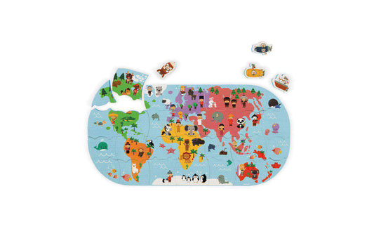 Janod Badespielzeug Weltkarten-Puzzle 28-teilig