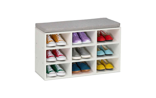 relaxdays Schuhbank mit Sitzfläche Weiss/Grau