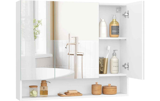 VASAGLE Spiegelschrank Weiss, 90 x 16.5 x 75 cm