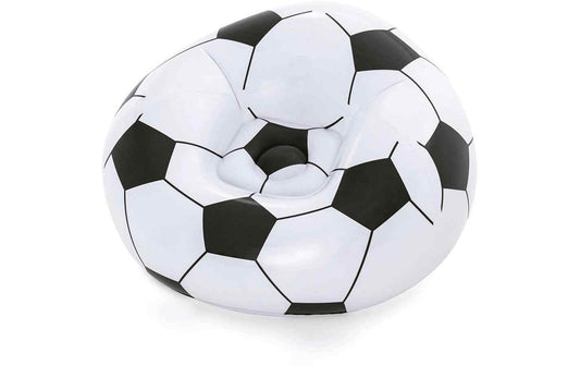 Aufblasbarer Bestway-Sessel im schwarz-weißen Fußball-Design mit runder Sitzfläche
