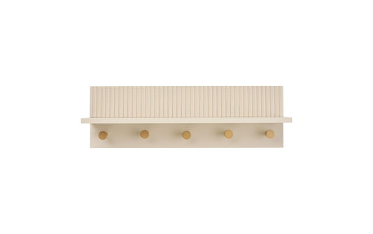 House Nordic Wohnregal Rocca in Beige mit geriffelter Rückwand und vier Haken