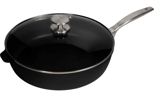 Swiss Diamond Bratpfanne CXD mit 32 cm Durchmesser, hohem Rand, Glasdeckel und langem Metallgriff