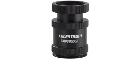 Celestron T-Adapter aus schwarzem Metall mit gerändelten Ringen und Innengewinde