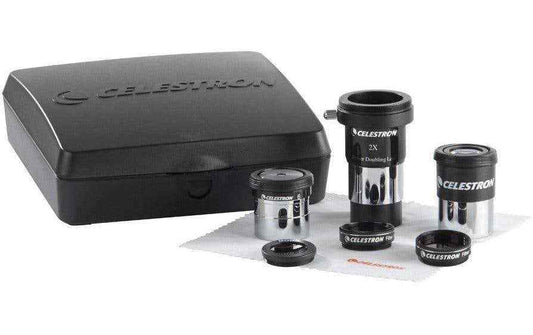 Celestron Teleskop-Zubehörset mit schwarzem Etui und mehreren Okularen