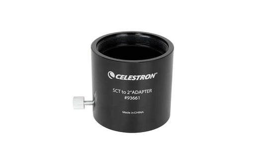 Celestron SCT-auf-2-Zoll-Adapter aus schwarzem Metall mit Innengewinde und seitlicher Feststellschraube