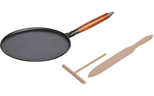 Staub Crêpepfanne Crêpes- mit Holzgriff 3-teilig 28 cm Eisen