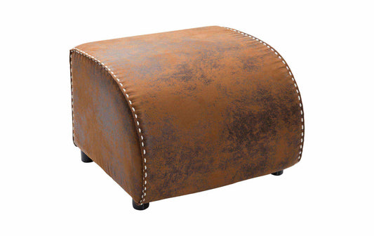 Kare Ritmo Vintage Hocker aus braunem Stoff mit abgerundeter Form und Ziernähten