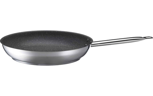 Mäser Bratpfanne PROFESSIONAL GR aus Edelstahl, 32 cm, mit dunkler beschichteter Innenfläche