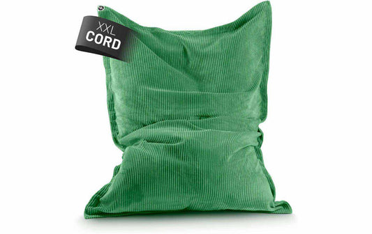 Lumaland Sitzsack aus dunkelgrünem Cord, 380 l, mit lockerer Kissenform