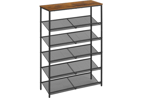 VASAGLE Schuhregal Industrial 28 x 114 cm, Schwarz
