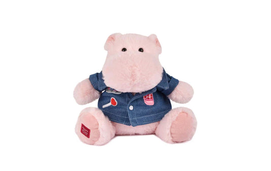 DouDou et compagnie Hippo mit Jeansjacke 20 cm, Rosa
