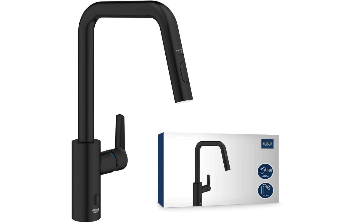 GROHE Küchenarmatur Start 3/8, Schwarz, herausziehbar