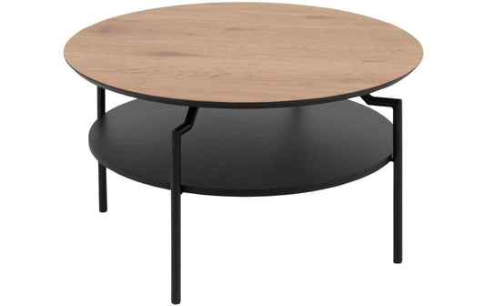 AC Design Couchtisch Goldington Braun/Schwarz, Ø80x45 cm