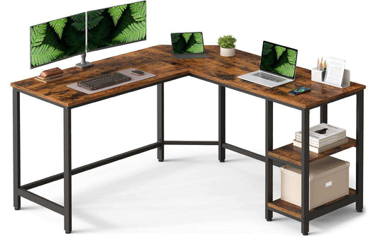 VASAGLE Tisch in L-Form 138 x 138 cm Braun