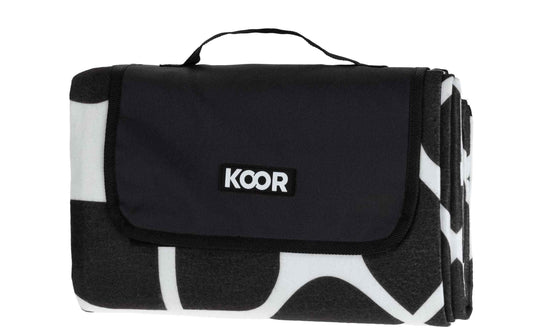 KOOR Picknickdecke Ornamental, Schwarz/Weiss 135 x 160 cm