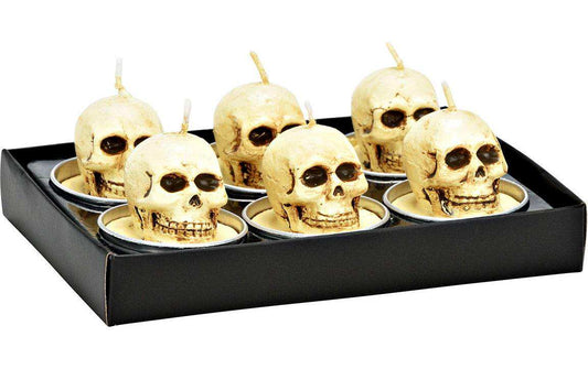 G. Wurm Teelichter Totenkopf 6 Stück, Creme