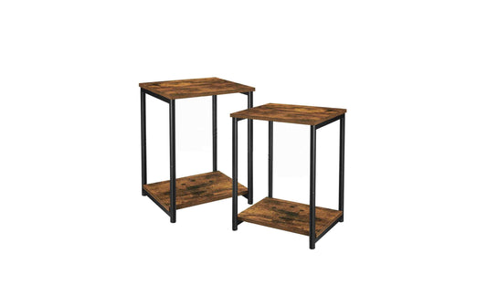 VASAGLE Beistelltisch 2er-Set 30 x 50 cm, Schwarz/Braun