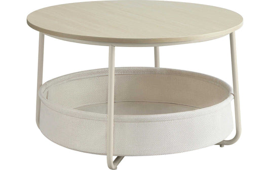 VASAGLE Beistelltisch 75 x 45 cm, Weiss/Beige