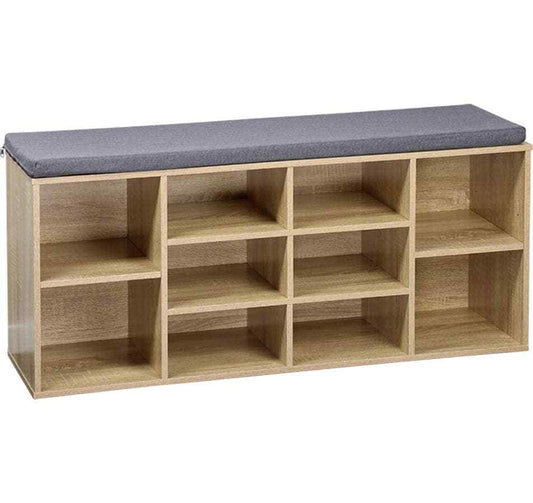 Kesper Schuhschrank Mit Sitzkissen – Natur, 103.5 × 29.5 × 48 Cm