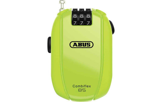 ABUS Combiflex Break 85 Kabelschloss mit Zahlencode in Neongelb, kompakte Hülle und ausziehbarem Kabel.